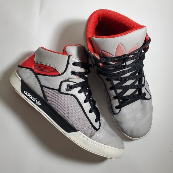 Adidas Grey / Red / Black / White Mid Shoes - Picture 7 of 8